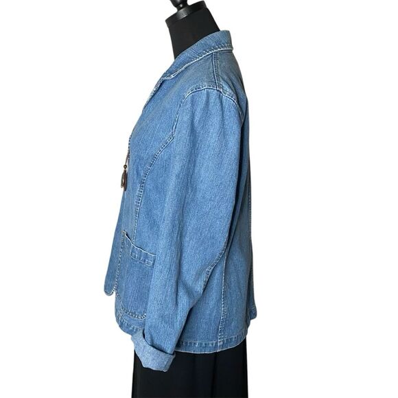 Style & Co Denim Blazer with Pockets 100% Cotton Size Medium - Picture 6 of 9